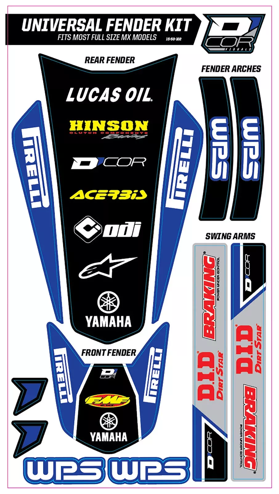 00-'19 for Yamaha YZ125 Trim Kit Blue Wps Universal For Full Size Motorcycles