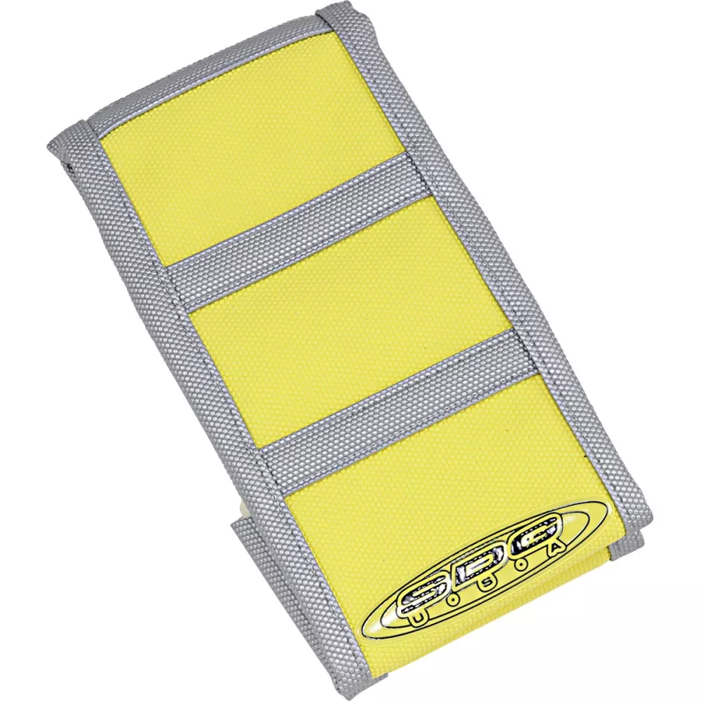 08-18 for Suzuki RM-Z 250 6-Ribbed Seat Cover Gray Ribs /Yellow Tip /Gray Sides